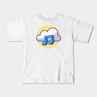 Cloud Music with Tune and Note of Music Cartoon Vector Icon Illustration Kids T-Shirt